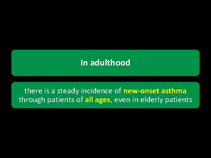 In adulthood there is a steady incidence of new-onset asthma through patients of all
