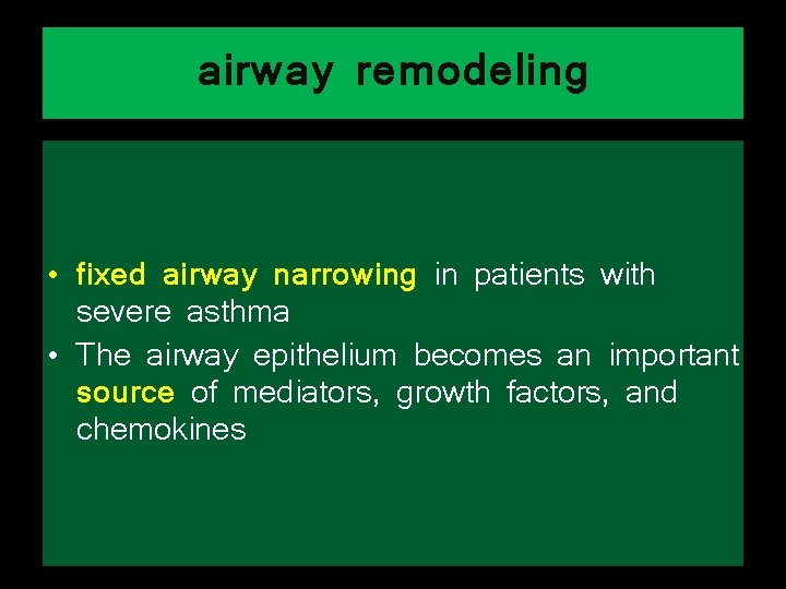 airway remodeling • fixed airway narrowing in patients with severe asthma • The airway