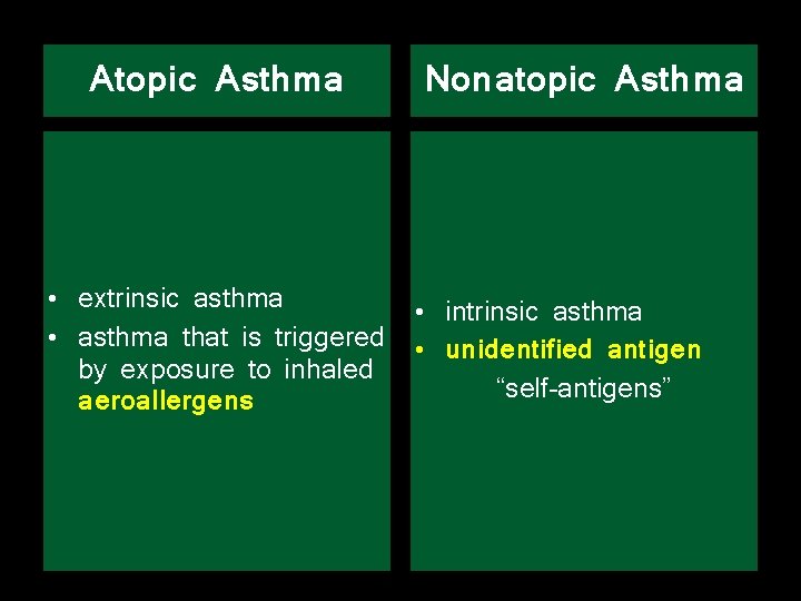 Atopic Asthma • extrinsic asthma • asthma that is triggered by exposure to inhaled