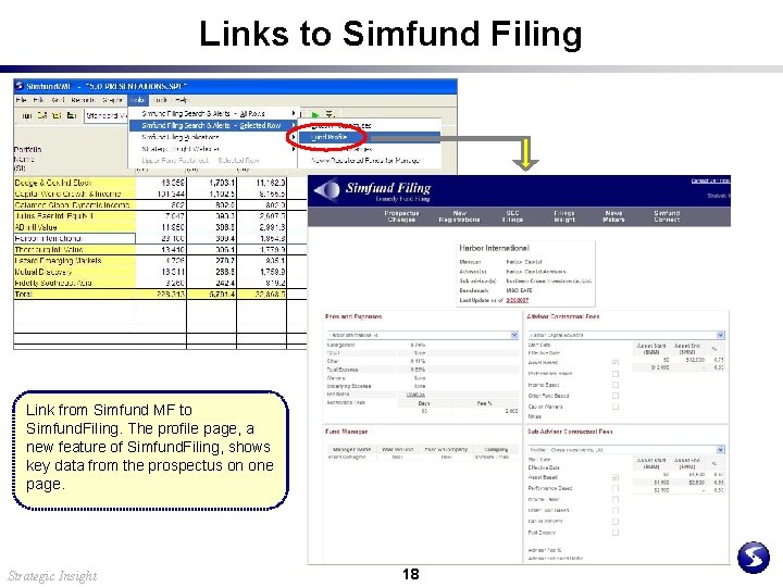 Links to Simfund Filing Link from Simfund MF to Simfund. Filing. The profile page,