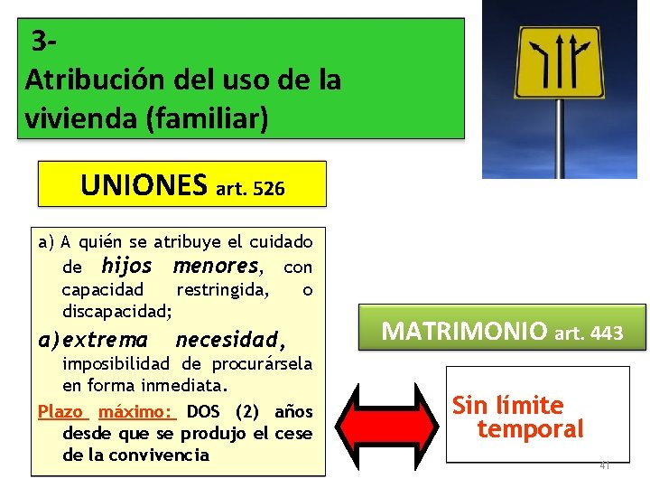 3 Atribución del uso de la vivienda (familiar) UNIONES art. 526 a) A quién