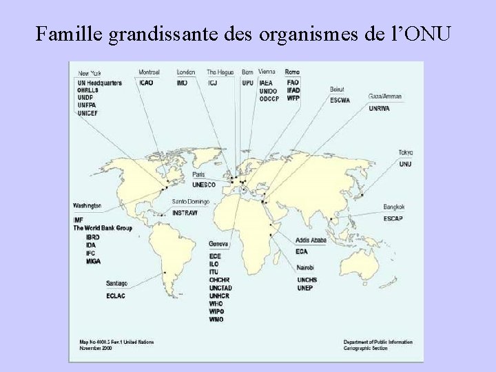 Famille grandissante des organismes de l’ONU 