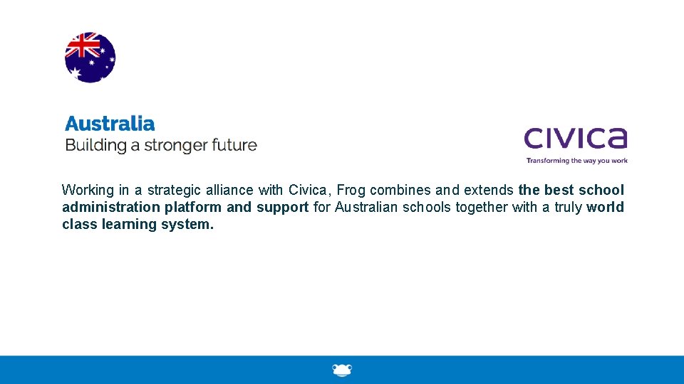 Working in a strategic alliance with Civica, Frog combines and extends the best school