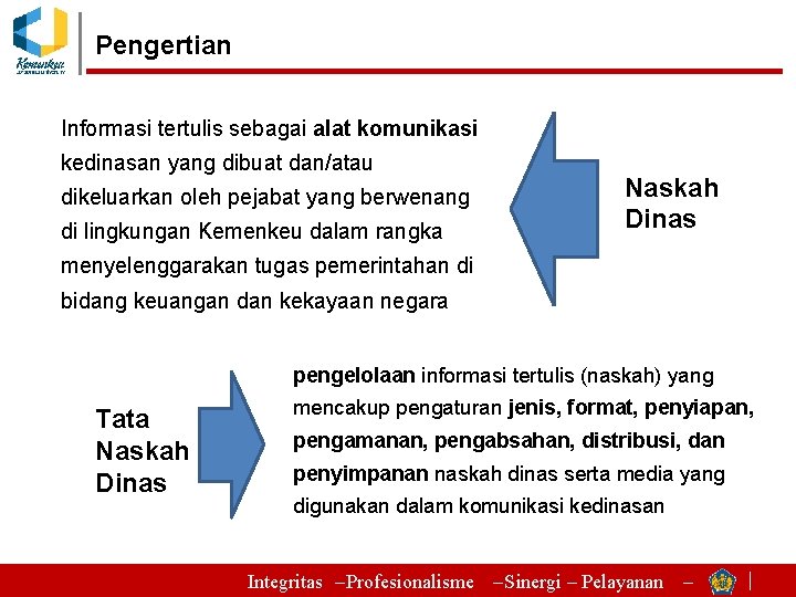 Pengertian Informasi tertulis sebagai alat komunikasi kedinasan yang dibuat dan/atau dikeluarkan oleh pejabat yang