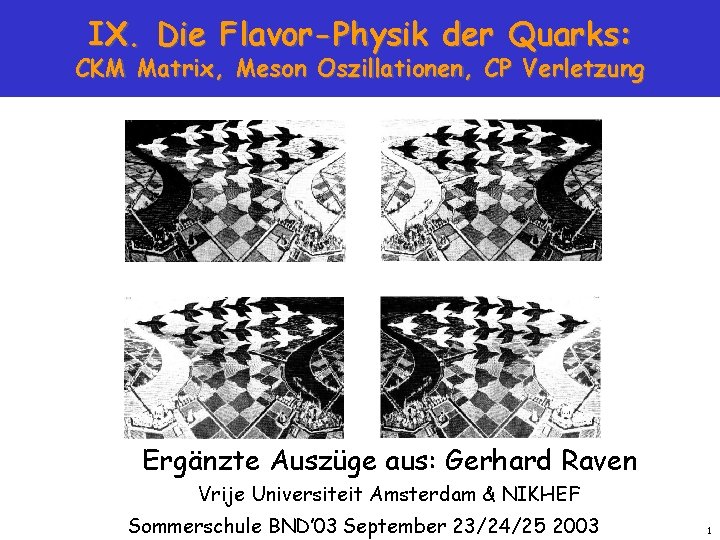 IX. Die Flavor-Physik der Quarks: CKM Matrix, Meson Oszillationen, CP Verletzung Ergänzte Auszüge aus: