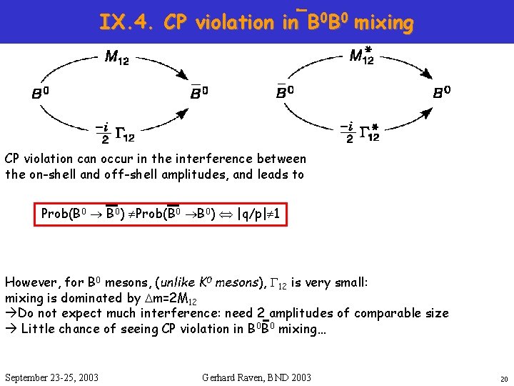 IX. 4. CP violation in B 0 B 0 mixing CP violation can occur