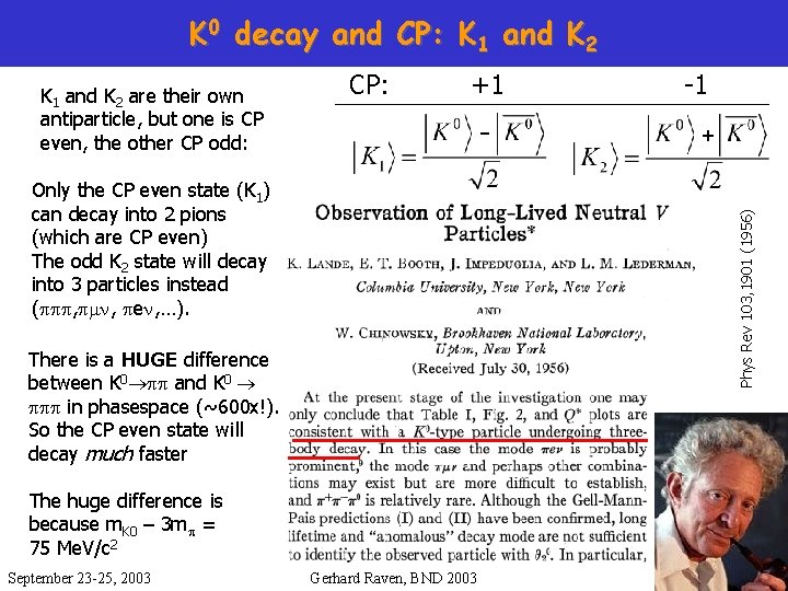 K 0 decay and CP: K 1 and K 2 are their own antiparticle,