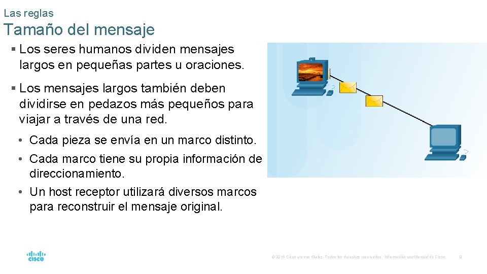 Las reglas Tamaño del mensaje § Los seres humanos dividen mensajes largos en pequeñas