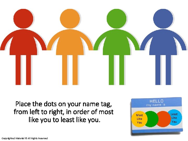 Your Name Tag BLUE GOLD GREEN Place the dots on your name tag, from