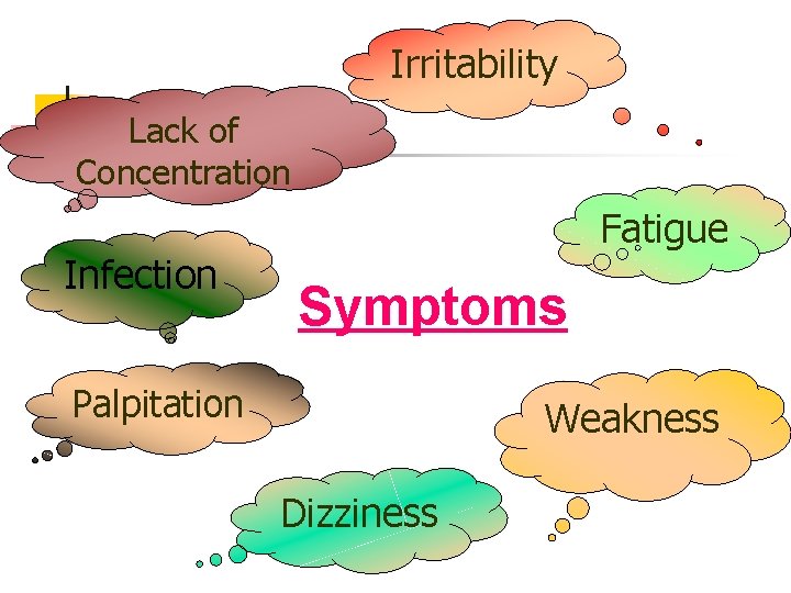 Irritability Lack of Concentration Infection Fatigue Symptoms Palpitation Weakness Dizziness 