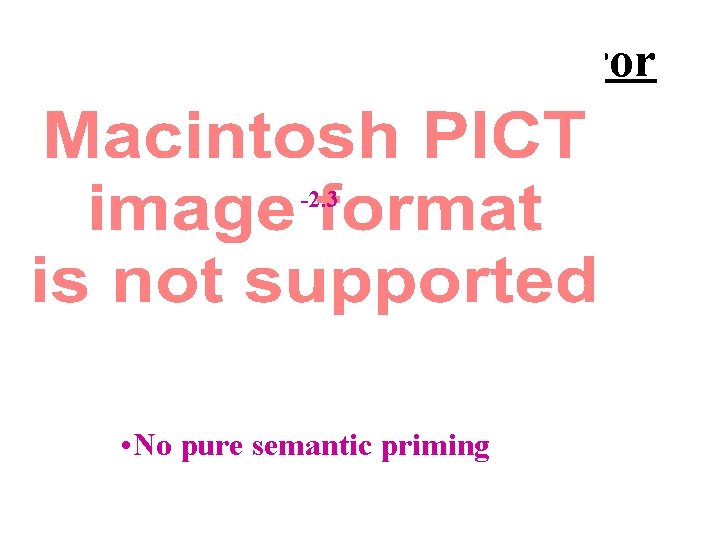 % Error -2. 3 • No pure semantic priming 