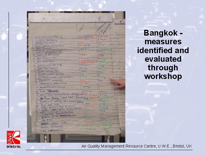 Bangkok measures identified and evaluated through workshop Air Quality Management Resource Centre, U. W.