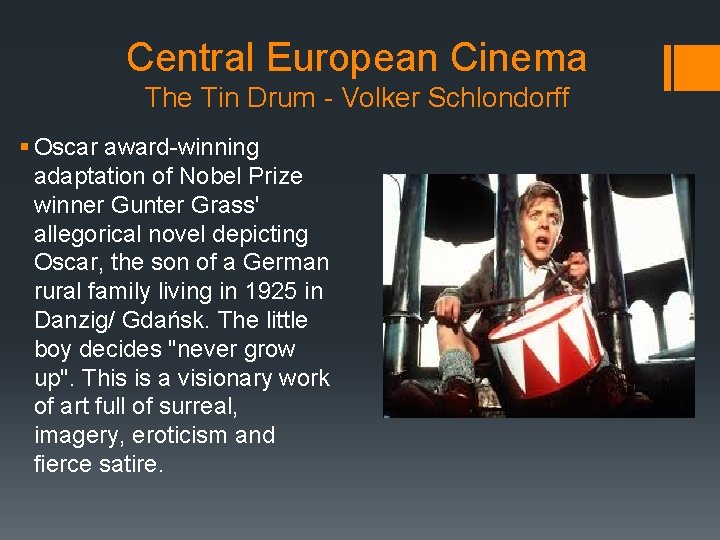 Central European Cinema The Tin Drum - Volker Schlondorff § Oscar award-winning adaptation of