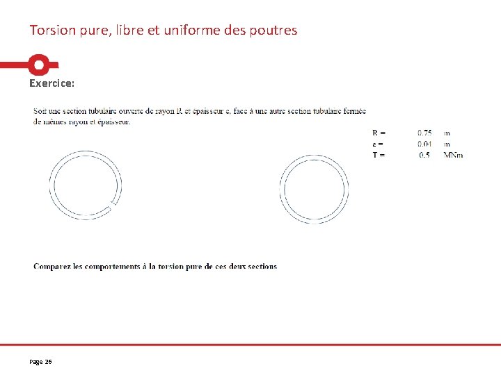 Torsion pure, libre et uniforme des poutres Exercice: Page 26 