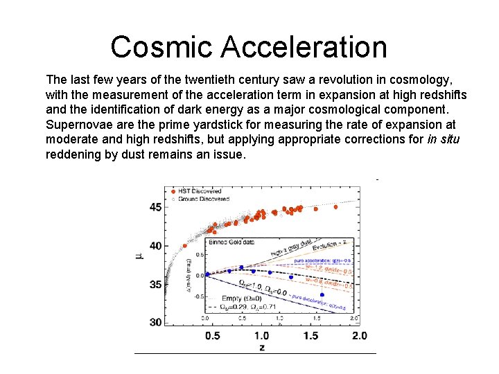 Cosmic Acceleration The last few years of the twentieth century saw a revolution in