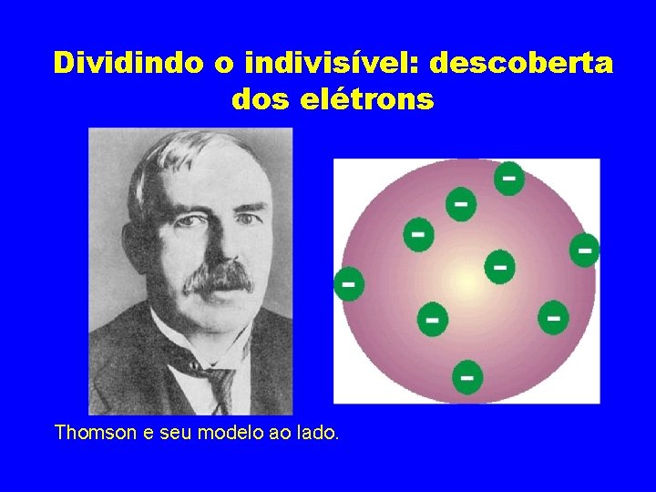 Dividindo o indivisível: descoberta dos elétrons Thomson e seu modelo ao lado. 