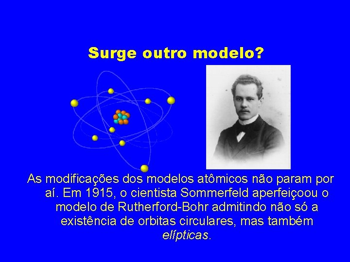 Surge outro modelo? As modificações dos modelos atômicos não param por aí. Em 1915,