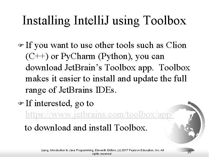 Installing Intelli. J using Toolbox F If you want to use other tools such