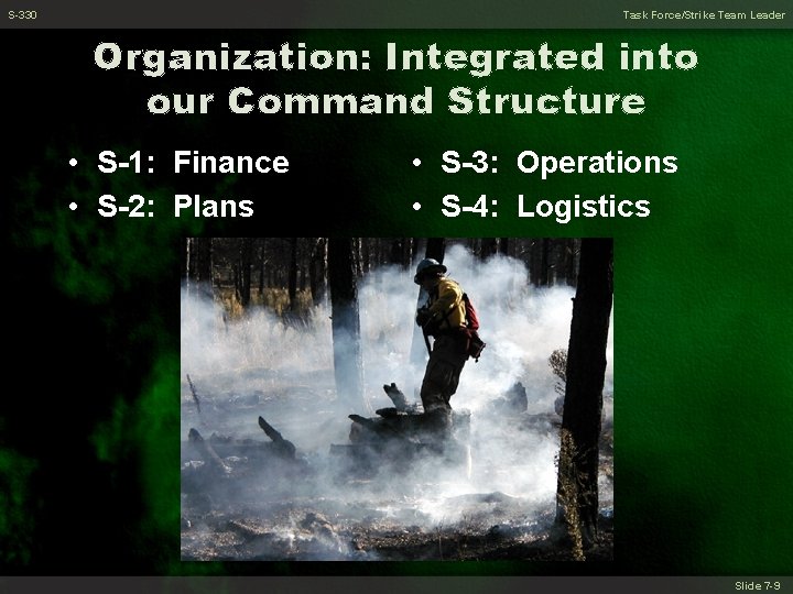 S-330 Task Force/Strike Team Leader Organization: Integrated into our Command Structure • S-1: Finance