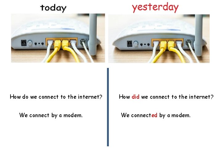 How do we connect to the internet? We connect by a modem. How did