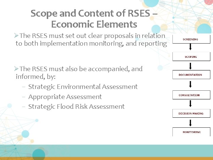 Scope and Content of RSES – Economic Elements ØThe RSES must set out clear