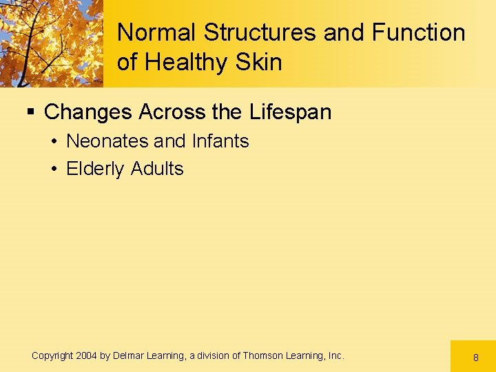 Normal Structures and Function of Healthy Skin § Changes Across the Lifespan • Neonates Normal Structures and Function of Healthy Skin § Changes Across the Lifespan • Neonates