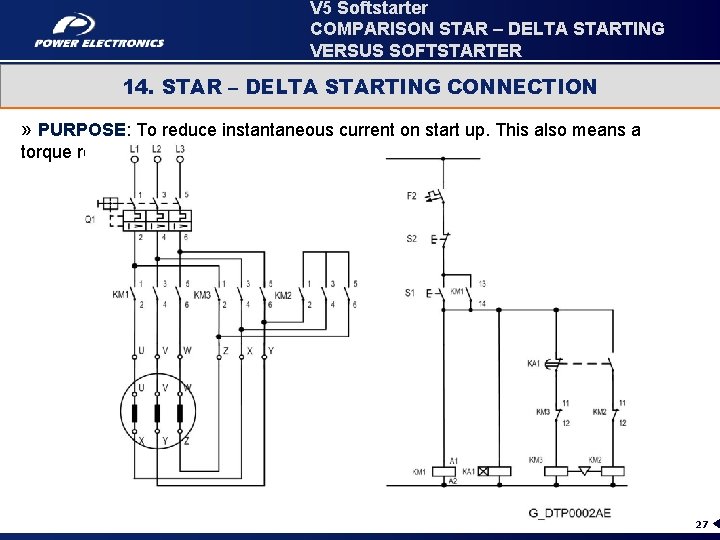V 5 Softstarter COMPARISON STAR – DELTA STARTING VERSUS SOFTSTARTER 14. STAR – DELTA