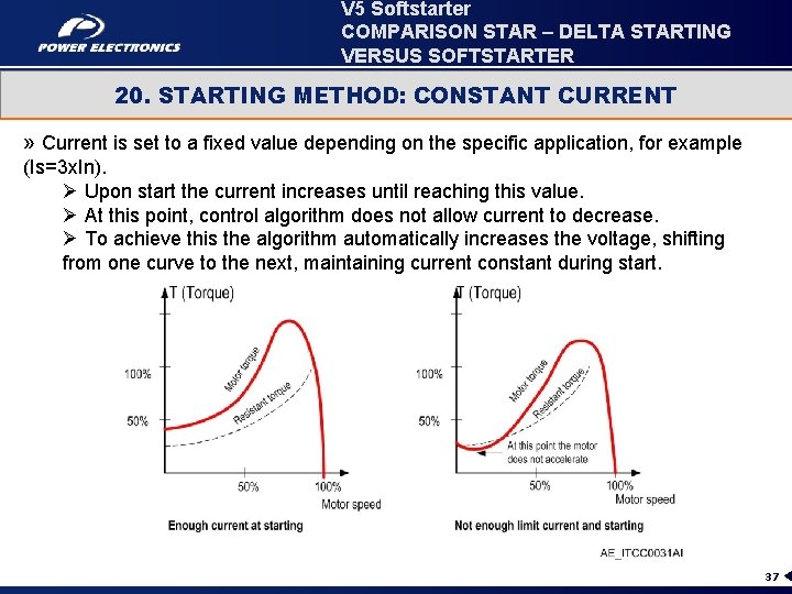 V 5 Softstarter COMPARISON STAR – DELTA STARTING VERSUS SOFTSTARTER 20. STARTING METHOD: CONSTANT