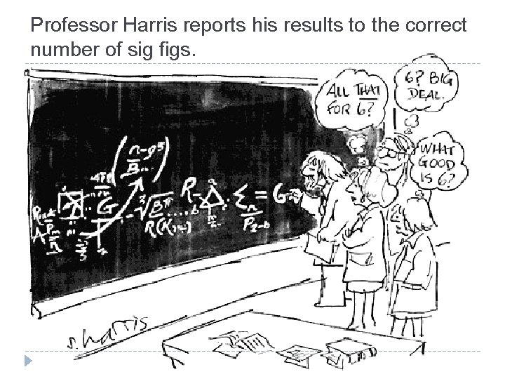 Professor Harris reports his results to the correct number of sig figs. 