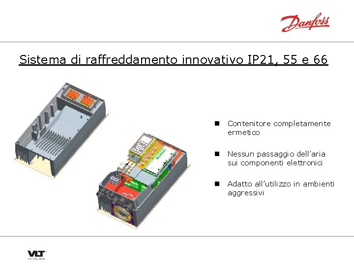 Sistema di raffreddamento innovativo IP 21, 55 e 66 n Contenitore completamente ermetico n