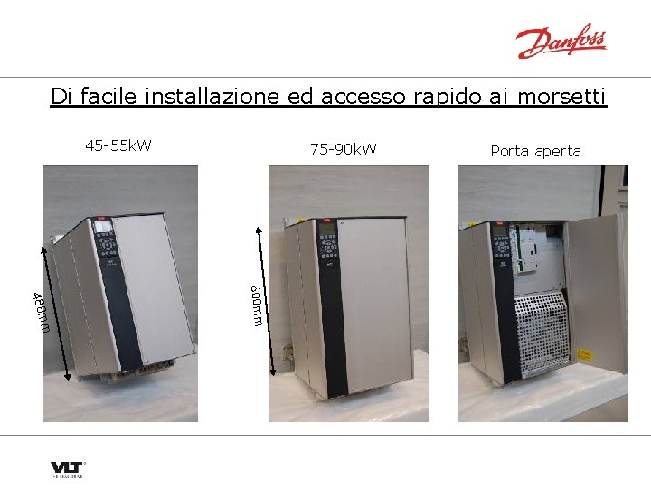 Di facile installazione ed accesso rapido ai morsetti 45 -55 k. W 75 -90