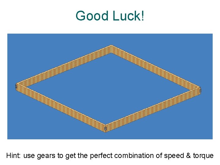 Good Luck! Hint: use gears to get the perfect combination of speed & torque