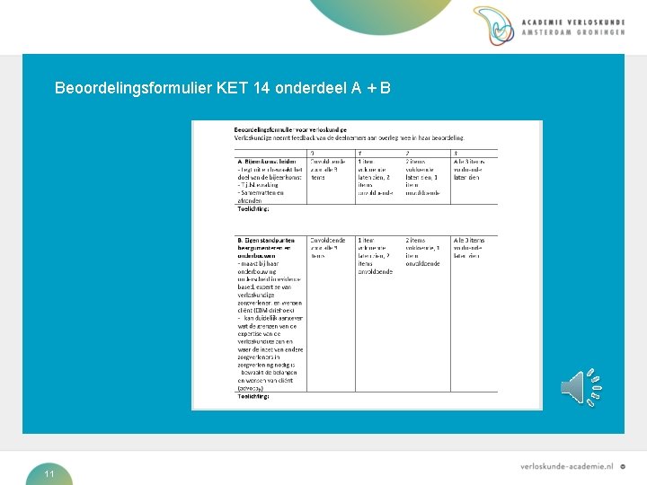 Beoordelingsformulier KET 14 onderdeel A + B Titel van hoofdstuk of tussenpagina 11 