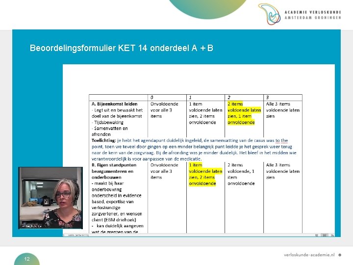 Beoordelingsformulier KET 14 onderdeel A + B Titel van hoofdstuk of tussenpagina 12 