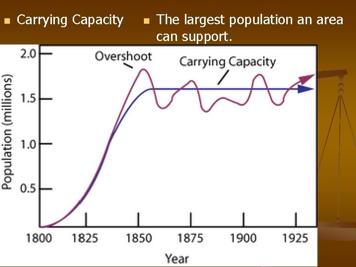 n Carrying Capacity n The largest population an area can support. 