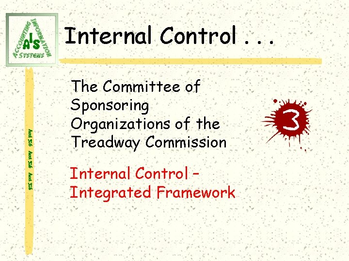 Internal Control. . . Acct 316 The Committee of Sponsoring Organizations of the Treadway