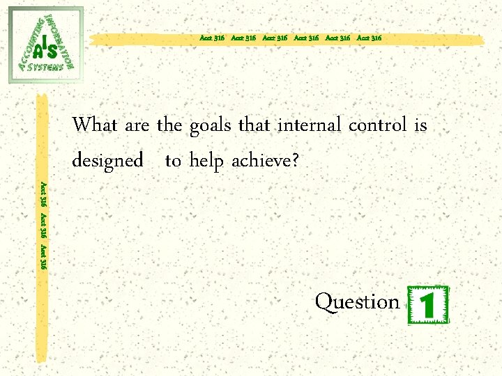 Acct 316 Acct 316 Acct 316 What are the goals that internal control is