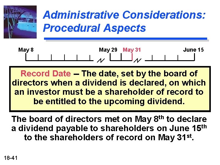 Administrative Considerations: Procedural Aspects May 8 May 29 May 31 June 15 Record Date