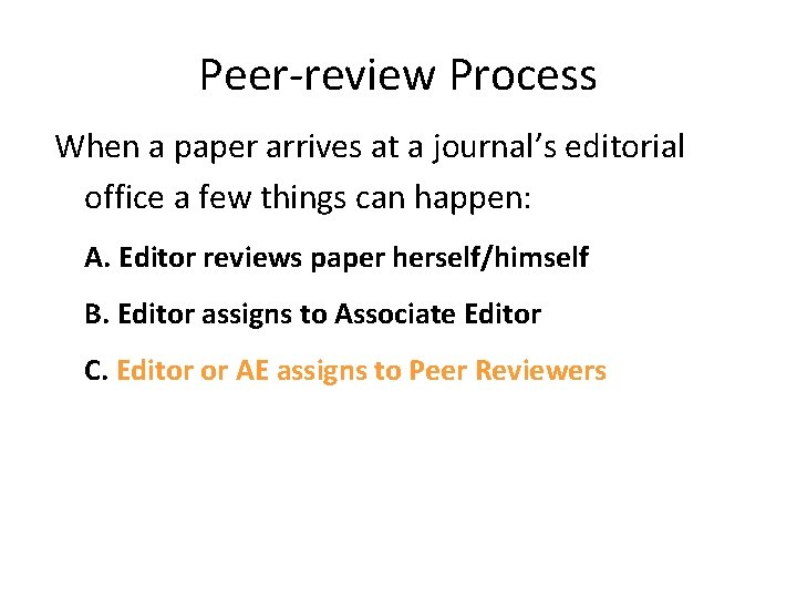 Peer-review Process When a paper arrives at a journal’s editorial office a few things