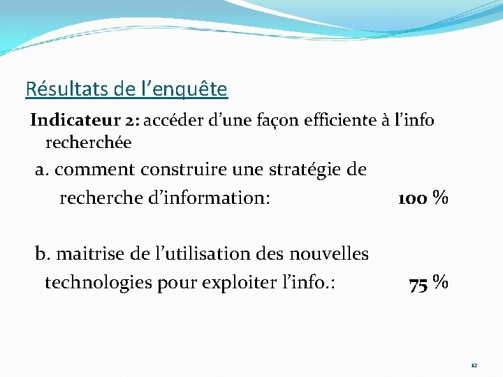 Résultats de l’enquête Indicateur 2: accéder d’une façon efficiente à l’info recherchée a. comment