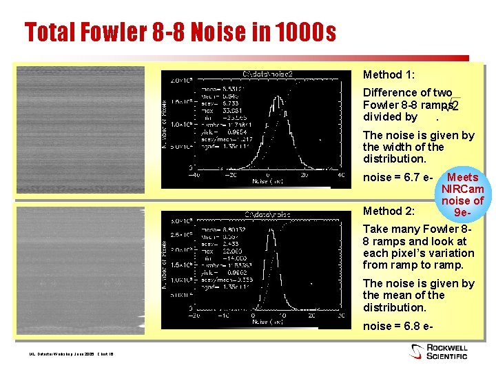 Total Fowler 8 -8 Noise in 1000 s Method 1: Difference of two Fowler