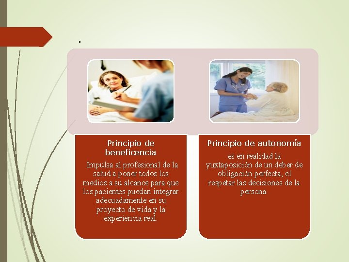 . Principio de beneficencia Impulsa al profesional de la salud a poner todos los