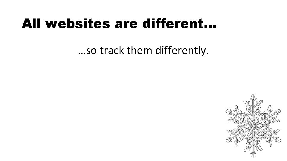 All websites are different… …so track them differently. 