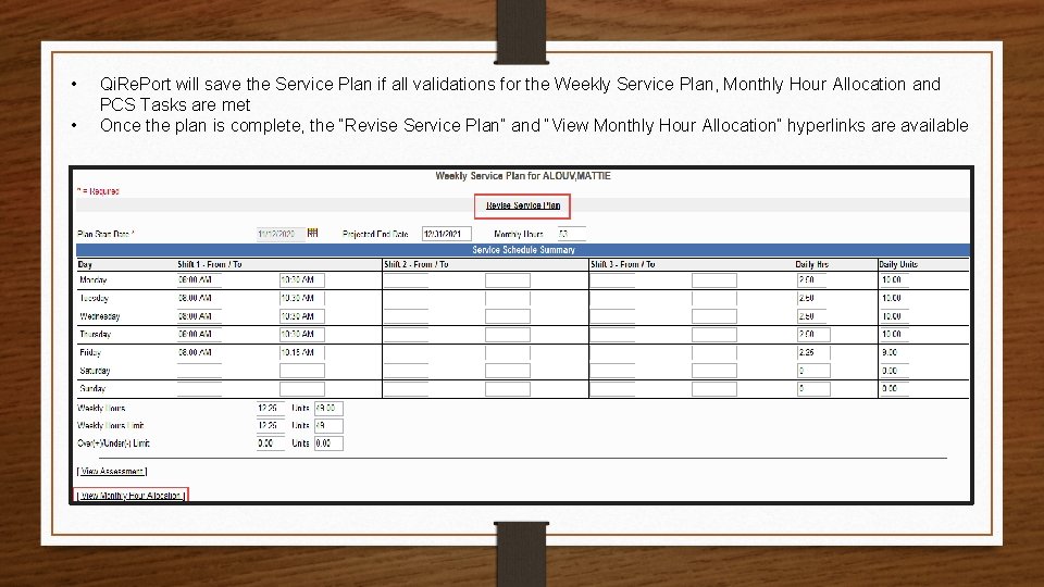  • • Qi. Re. Port will save the Service Plan if all validations