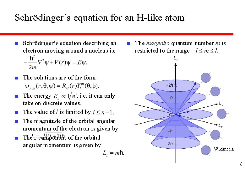 Schrödinger’s equation for an H-like atom ■ Schrödinger’s equation describing an electron moving around