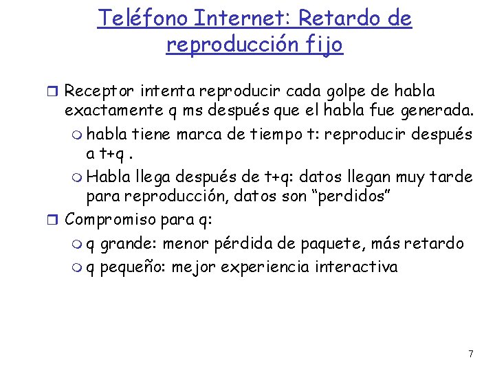 Teléfono Internet: Retardo de reproducción fijo Receptor intenta reproducir cada golpe de habla exactamente