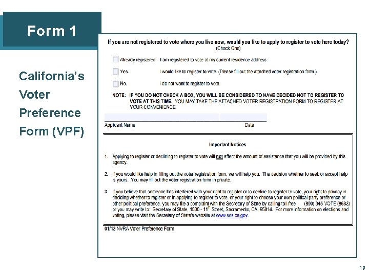 Form 1 California’s Voter Preference Form (VPF) 19 