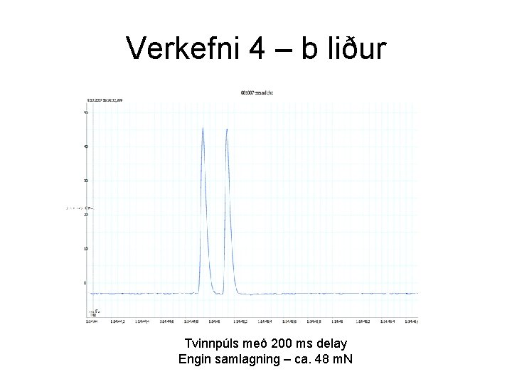 Verkefni 4 – b liður Tvinnpúls með 200 ms delay Engin samlagning – ca.