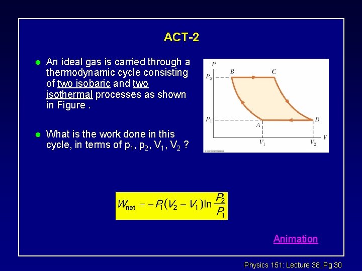 ACT-2 l An ideal gas is carried through a thermodynamic cycle consisting of two