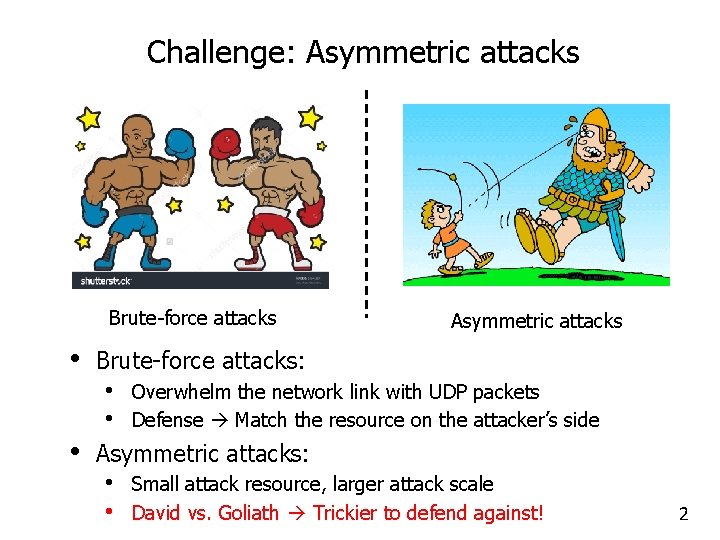 Challenge: Asymmetric attacks Brute-force attacks • • Asymmetric attacks Brute-force attacks: • • Overwhelm